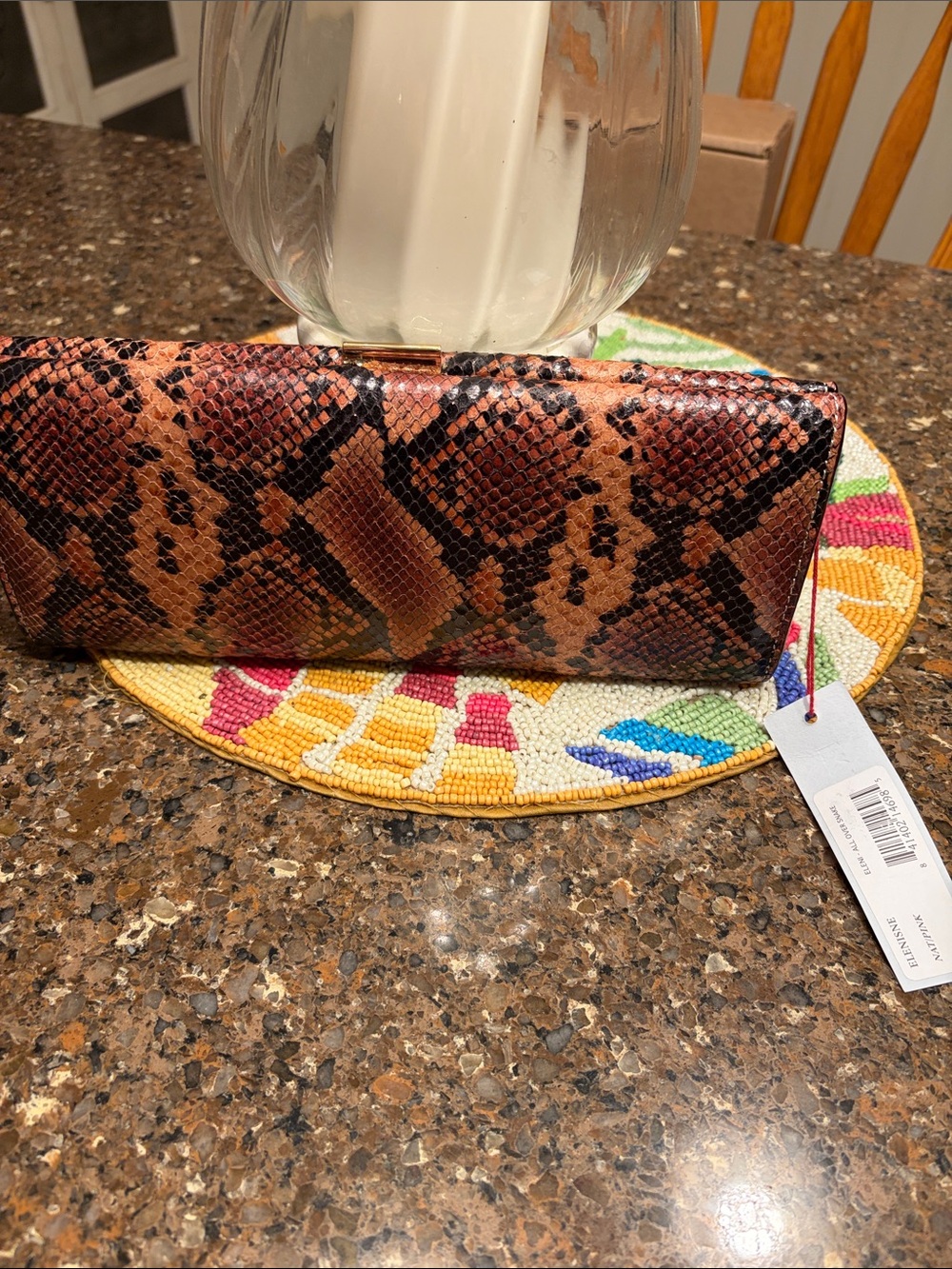Thakoon Brown and Black Snake-Print Clutch Wallet